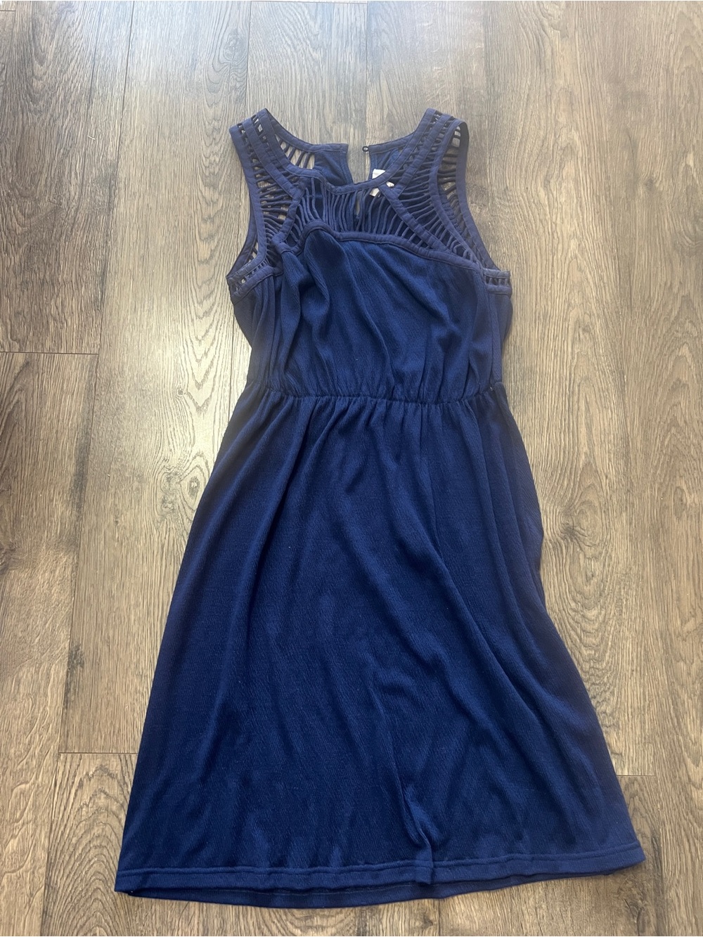 Pixley Navy Sleeveless Midi Dress with Crochet Yoke - Pixley Size S